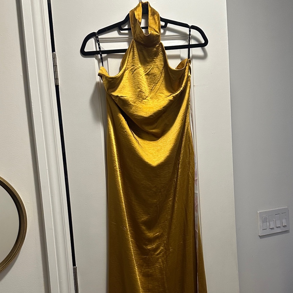Missguided Gold Backless Dress
